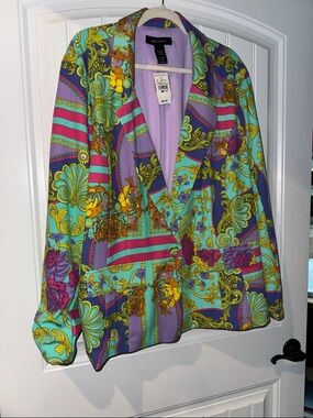 Ashley Stewart Multicolor Patterned Blazer